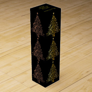 Metallic Brown Copper Black Gold Christmas Tree Wine Box