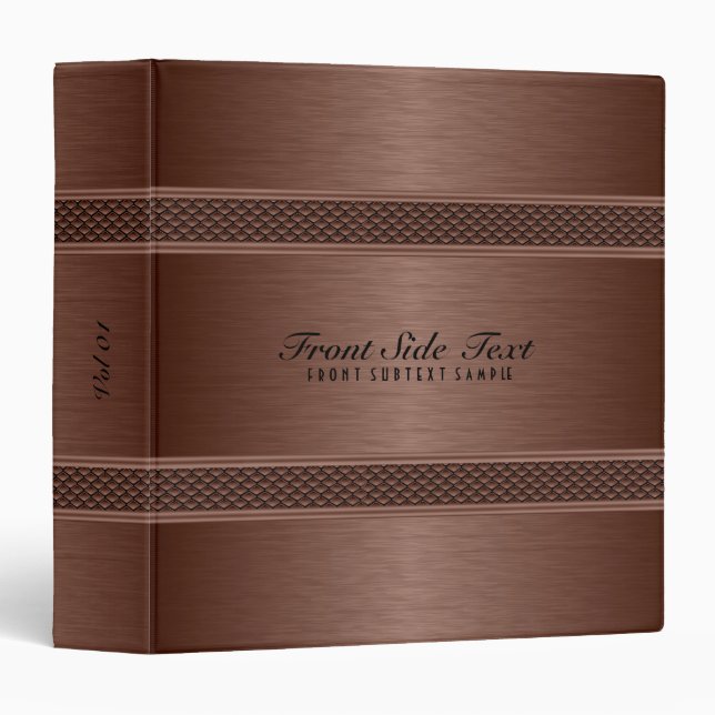 Metallic Brown Monochromatic Design Brushed Metal Binder (Front/Spine)