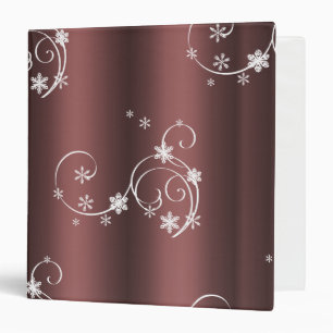 Metallic Brown, White Swirls Christmas Binder