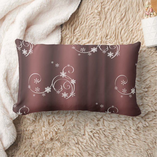 Metallic Brown White Swirls Christmas Lumbar Pillow (Blanket)