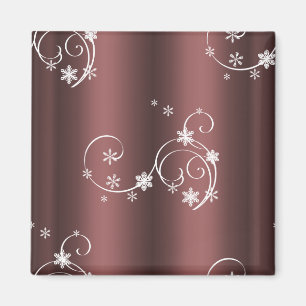 Metallic Brown White Swirls Christmas Magnet
