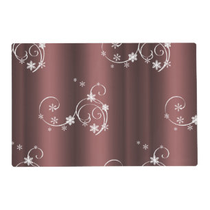 Metallic Brown White Swirls Christmas Placemat