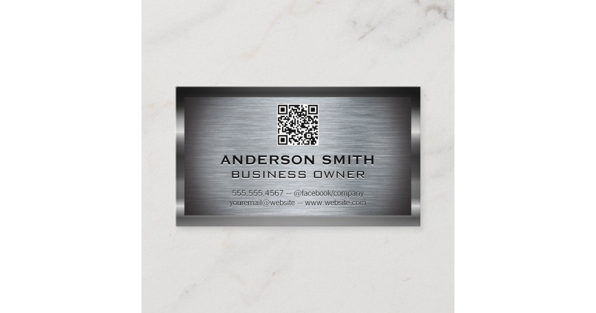 Metallic Brushed Background | QR Code Business Card | Zazzle