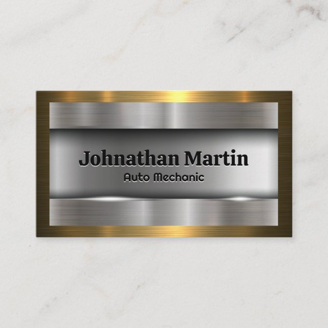Metallic Brushed | Gold Aluminum  Business Card (Front)