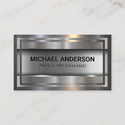 Metallic Brushed  Metal Borders Business Card