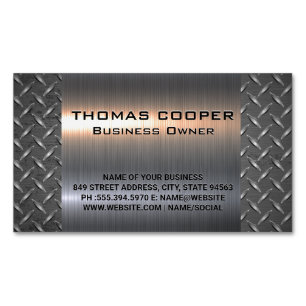 Metallic Brushed Shine   Diamond Plated Pattern Business Card Magnet