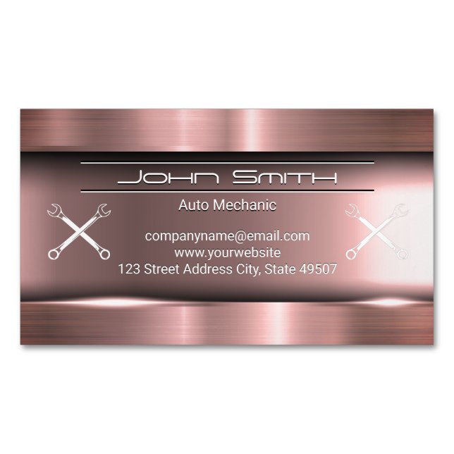 Metallic Brushed | Wrenches Business Card Magnet (Front)