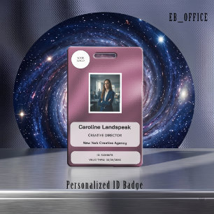Metallic Burgundy Dot Matrix Custom Logo Photo ID  Badge