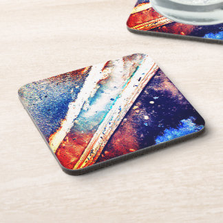 Metallic Bus Curb Blue Beverage Coaster