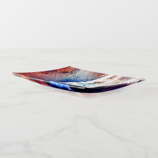 Metallic Bus Curb Blue Rectangular Trinket Tray