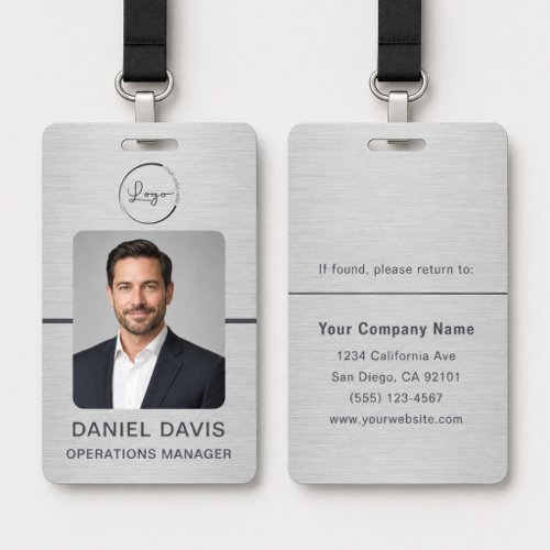 Metallic Business Employee Photo Name Tag ID Badge