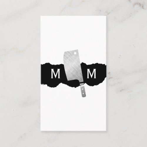 Metallic Butcher Knife Monogram Business Card