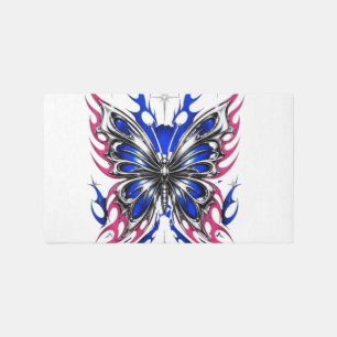 Metallic Butterfly Blue Pink Flame Wings – Gothic Outdoor Rug