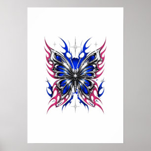 Metallic Butterfly Blue Pink Flame Wings – Gothic Poster