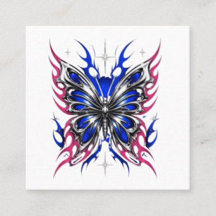 Metallic Butterfly Blue Pink Flame Wings – Gothic Square Business Card