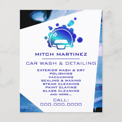 Metallic car bubble logo  flyer