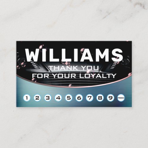 Metallic car wash loyalty  business card