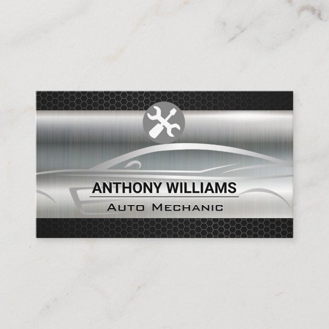 Metallic Carbon Fiber | Car Illustration Business Card (Front)