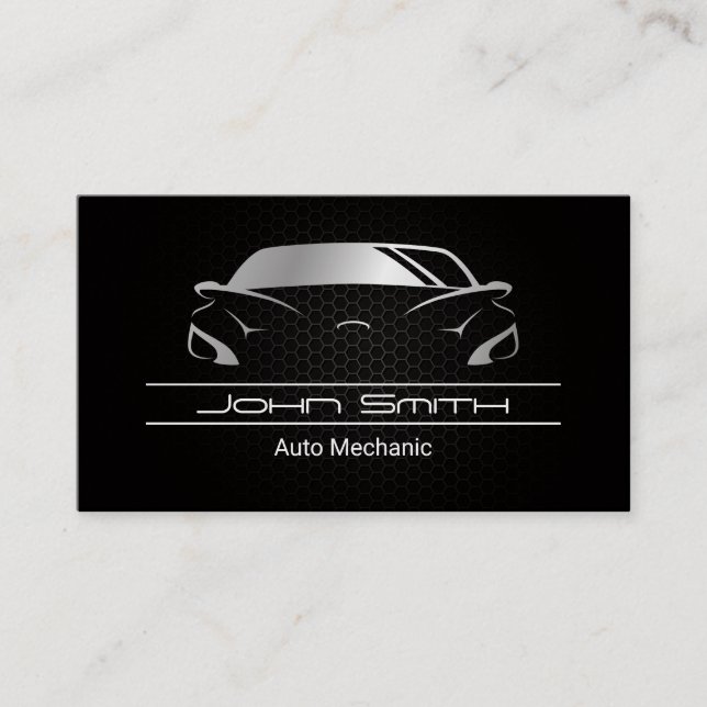Metallic Carbon Fiber Pattern | Auto Car Business Card (Front)