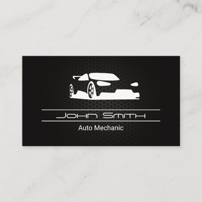 Metallic Carbon Fiber Pattern | Auto Icon Business Card (Front)