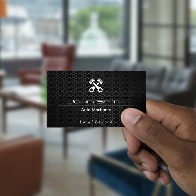 Metallic Carbon Fiber Pattern | Auto Pistons Business Card (Creator Uploaded)