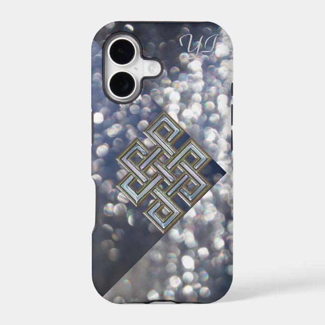 Metallic Celtic Knot Glitter Monogram Case. Iphone Case (Back)