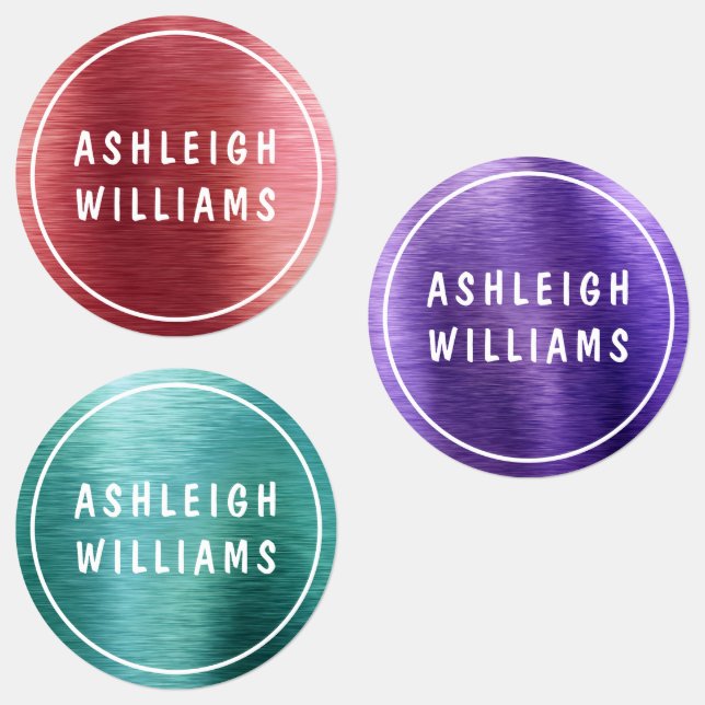 Metallic Chic Sparkle Personalized Name Girly Labels (Group)