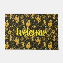 Metallic Christmas Collage Doormat