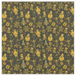 Metallic Christmas Collage Fabric