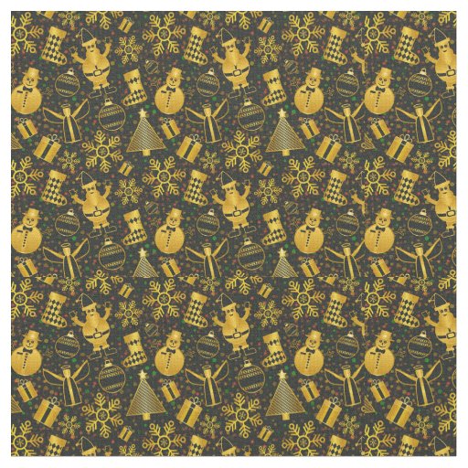Metallic Christmas Collage Fabric