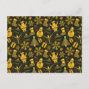 Metallic Christmas Collage Holiday Postcard
