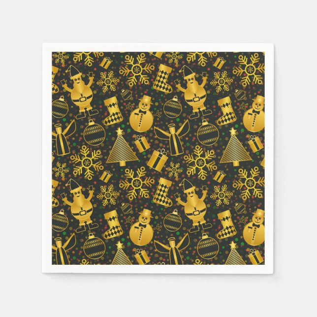 Metallic Christmas Collage Napkins (Front)