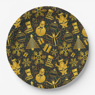 Metallic Christmas Collage Paper Plates
