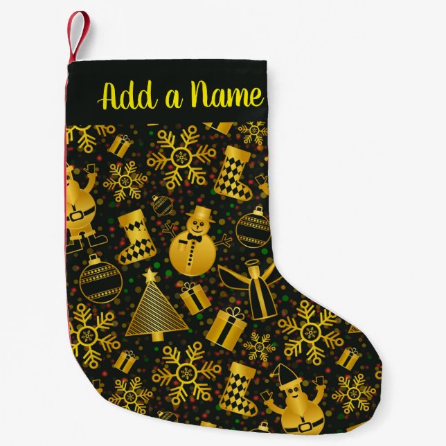 Metallic Christmas Collage Small Christmas Stocking (Front)