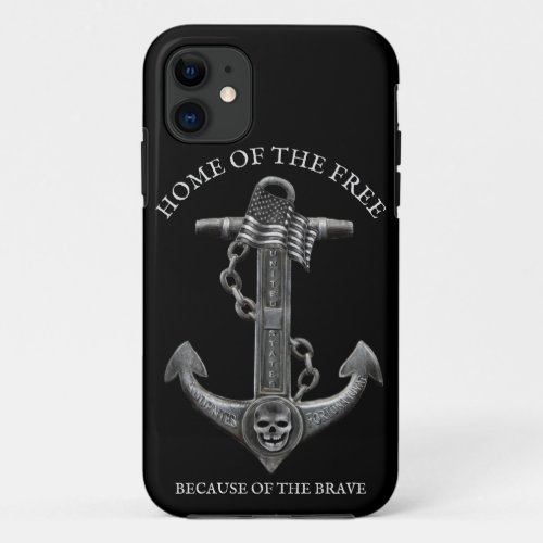 Metallic chrome anchor pirate nautical themed  iPhone 11 case