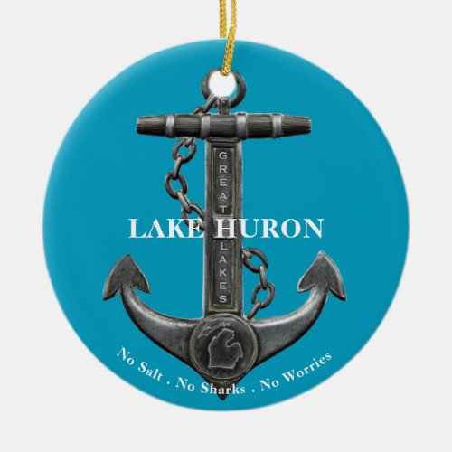 Metallic chrome anchor pirate nautical themed  ceramic ornament