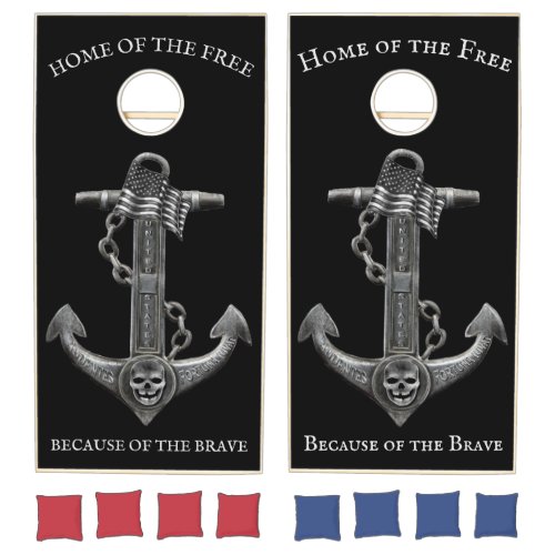 Metallic chrome anchor pirate nautical themed  cornhole set