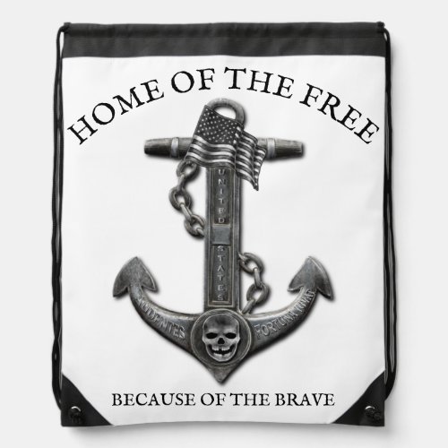 Metallic chrome anchor pirate nautical themed  drawstring bag