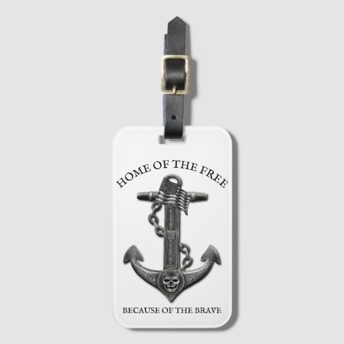 Metallic chrome anchor pirate nautical themed  luggage tag