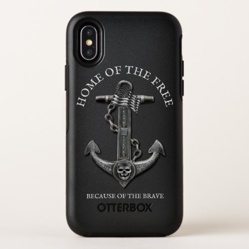 Metallic chrome anchor pirate nautical themed  OtterBox symmetry iPhone x case