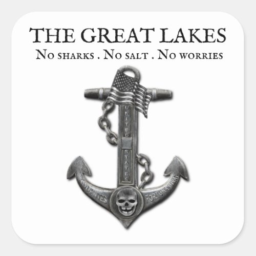 Metallic chrome anchor pirate nautical themed  square sticker