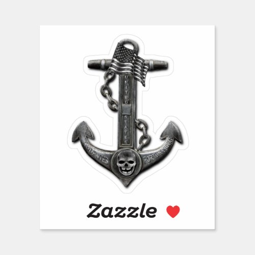 Metallic chrome anchor pirate nautical themed  sticker