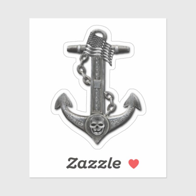 Metallic chrome anchor pirate nautical themed  sticker (Sheet)