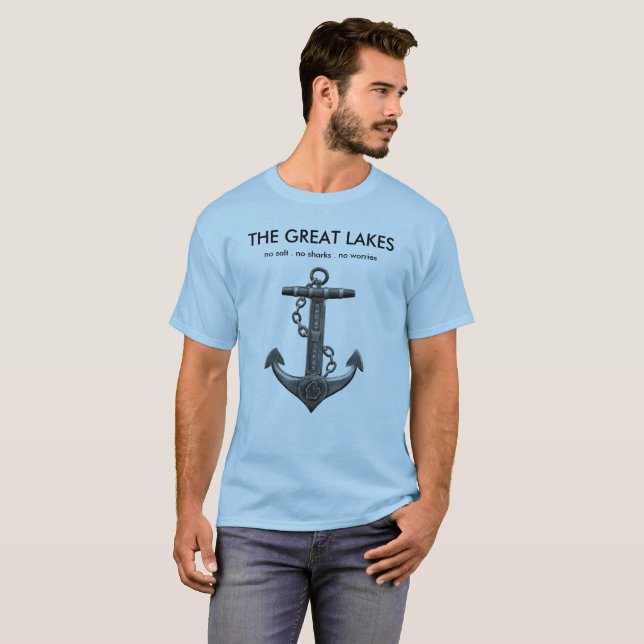 Metallic chrome anchor pirate nautical themed  T-Shirt (Front Full)