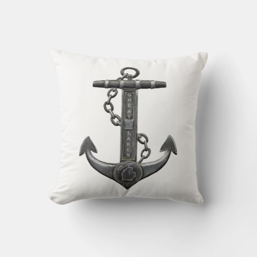 Metallic chrome anchor pirate nautical themed  throw pillow