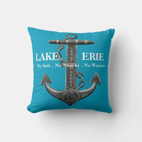 Metallic chrome anchor pirate nautical themed  throw pillow