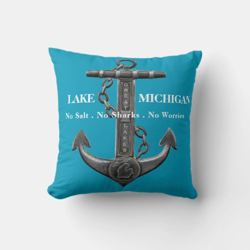 Metallic chrome anchor pirate nautical themed  throw pillow
