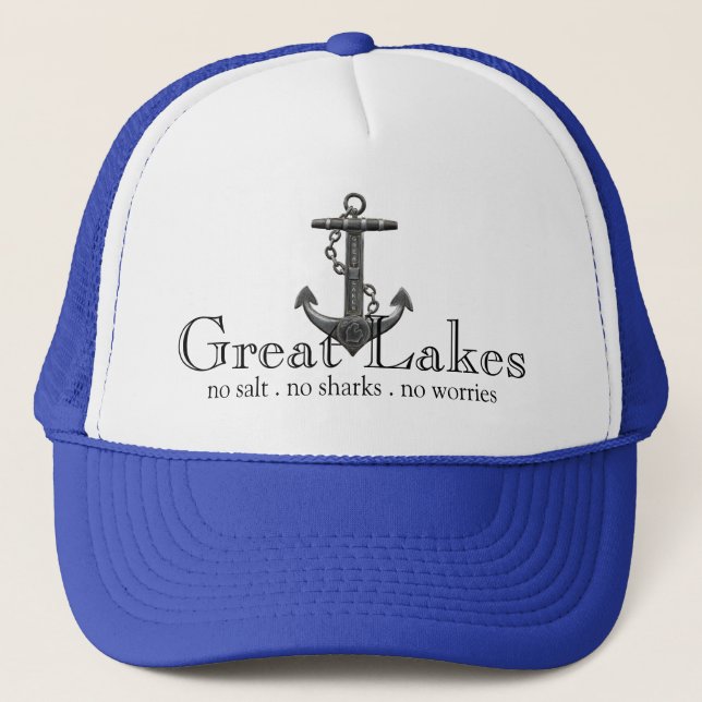 Metallic chrome anchor pirate nautical themed  trucker hat (Front)