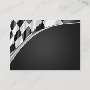 Metallic Chrome and Checkered Racing Flag Business Card
