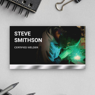 Metallic Chrome Metal Works Welding Service Welder Business Card